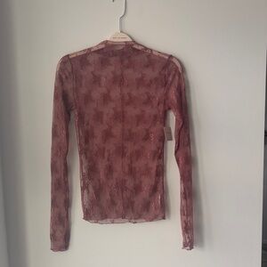 Chic Lace Long Sleeve Blouse in Burgundy